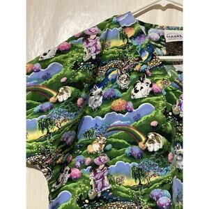 S.C.R.U.B.S Top Size Medium Easter Egg Hunt Bunnies 3 Pockets V Neck